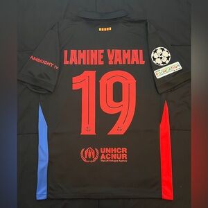 Lamine Yamal #19 Barcelona Away UCL Black S-XL Soccer Jersey 2025